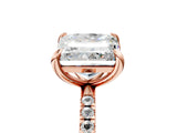Rose gold Radiant and Princess Toi Moi Ring with Prong Setting and Pave Band