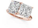 Rose gold Radiant and Princess Toi Moi Ring with Prong Setting and Plain Band 1
