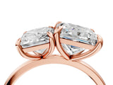 Rose gold Radiant and Princess Toi Moi Ring with Prong Setting and Plain Band 4