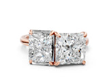 Rose gold Radiant and Princess Toi Moi Ring with Prong Setting and Plain Band