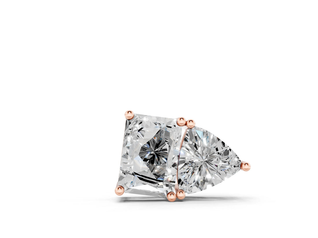 Rose gold Radiant and Trillion Diamond Two-Stone Pendant with Prong Setting_20