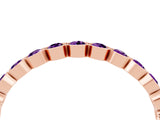 Rose gold Round Amethyst Bezel Set Eternity Band_10