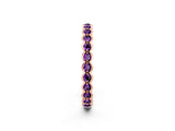 Rose gold Round Amethyst Bezel Set Eternity Band_8