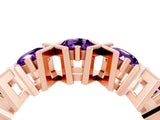 Rose gold Round Amethyst Channel Set Band with X-Prong Detail_10