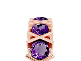 Rose gold Round Amethyst Channel Set Band with X-Prong Detail_11