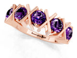 Rose gold Round Amethyst Channel Set Band with X-Prong Detail_7