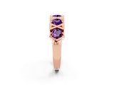 Rose gold Round Amethyst Channel Set Band with X-Prong Detail_8