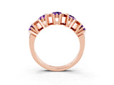 Rose gold Round Amethyst Channel Set Band with X-Prong Detail_9