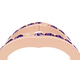 Rose gold Round Amethyst Channel-Set Chevron Band_10