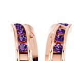 Rose gold Round Amethyst Channel-Set Chevron Band_11