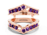 Rose gold Round Amethyst Channel-Set Chevron Band_6