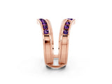 Rose gold Round Amethyst Channel-Set Chevron Band_8