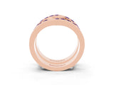 Rose gold Round Amethyst Channel-Set Chevron Band_9