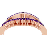 Rose gold Round Amethyst Chevron Contour Band with Prong Setting_10
