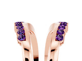 Rose gold Round Amethyst Chevron Contour Band with Prong Setting_11