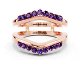 Rose gold Round Amethyst Chevron Contour Band with Prong Setting_6