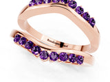 Rose gold Round Amethyst Chevron Contour Band with Prong Setting_7