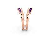 Rose gold Round Amethyst Chevron Contour Band with Prong Setting_8