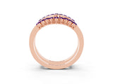 Rose gold Round Amethyst Chevron Contour Band with Prong Setting_9