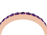 Rose gold Round Amethyst Curved Wedding Band with Channel Setting_10