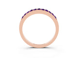 Rose gold Round Amethyst Curved Wedding Band with Channel Setting_9