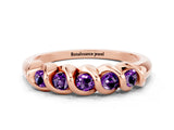 Rose gold Round Amethyst Eternity Band with Twist Prong Setting_6