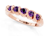 Rose gold Round Amethyst Eternity Band with Twist Prong Setting_7