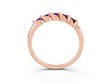 Rose gold Round Amethyst Eternity Band with Twist Prong Setting_9