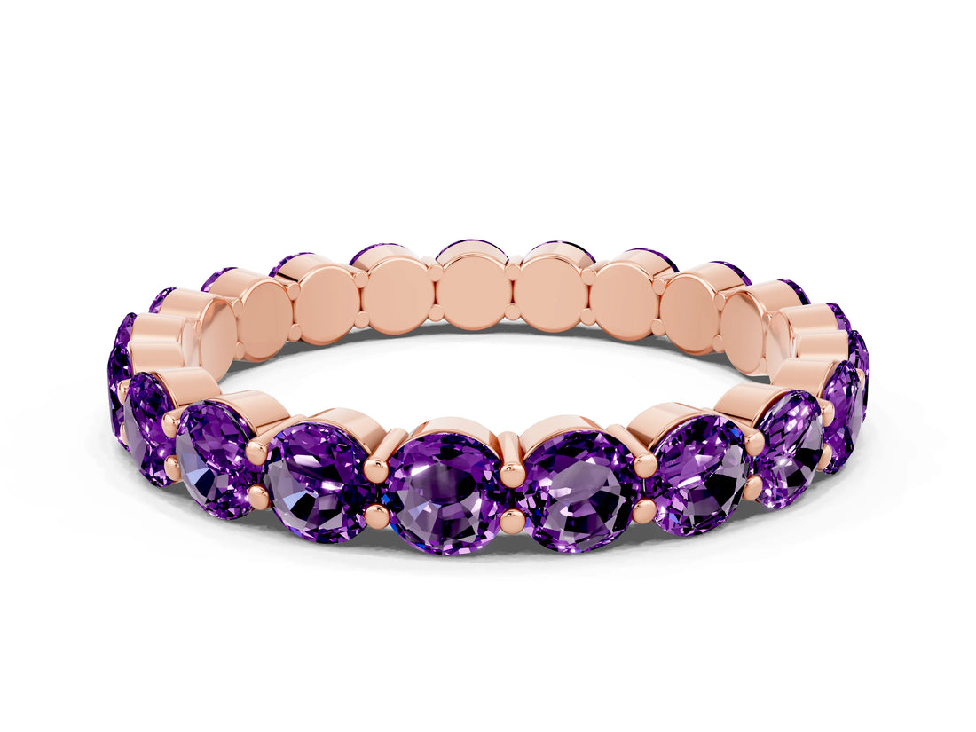 Rose gold Round Amethyst Eternity Band with U-Prong Setting_30