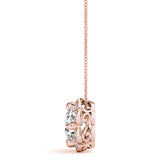Rose gold Round Amethyst Flower Halo Pendant with Four-Prong Setting 2