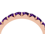 Rose gold Round Amethyst Half Eternity Band with Classic Prong Setting_10