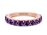 Rose gold Round Amethyst Half Eternity Band with Classic Prong Setting_6