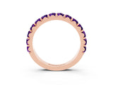 Rose gold Round Amethyst Half Eternity Band with Classic Prong Setting_9