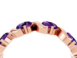Rose gold Round Amethyst Half Eternity Band with Wave Prong Setting_10
