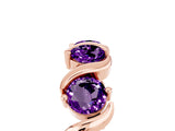 Rose gold Round Amethyst Half Eternity Band with Wave Prong Setting_11