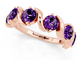 Rose gold Round Amethyst Half Eternity Band with Wave Prong Setting_7