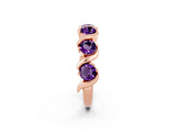 Rose gold Round Amethyst Half Eternity Band with Wave Prong Setting_8