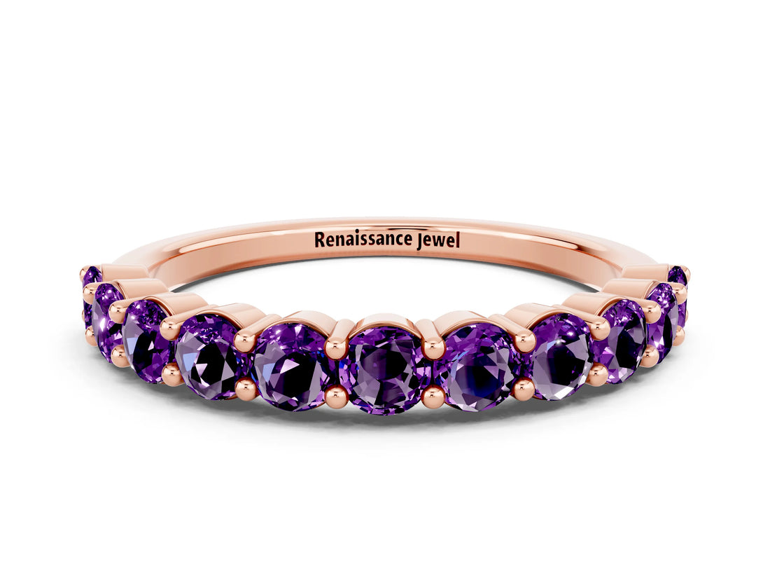 Rose gold Round Amethyst Half-Eternity Prong-Set Band_6
