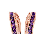 Rose gold Round Amethyst Milgrain Eternity Band with Channel Setting_23