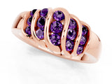 Rose gold Round Amethyst Multi-Row Crossover Band_7