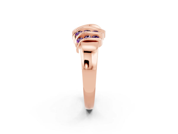 Rose gold Round Amethyst Multi-Row Crossover Band