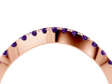 Rose gold Round Amethyst Pavé Curved Band with Shared Prong Setting_10