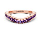 Rose gold Round Amethyst Pavé Curved Band with Shared Prong Setting_6