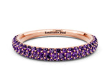 Rose gold Round Amethyst Pavé Eternity Band with Shared Prong Setting_6