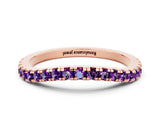 Rose gold Round Amethyst Pavé Half Eternity Band with Shared Prong Setting_6