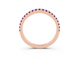 Rose gold Round Amethyst Pavé Half Eternity Band with Shared Prong Setting_9