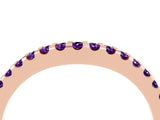 Rose gold Round Amethyst Pavé Set Curved Wedding Band_10