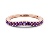 Rose gold Round Amethyst Pavé Set Curved Wedding Band_6