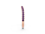 Rose gold Round Amethyst Pavé Set Curved Wedding Band_8