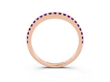 Rose gold Round Amethyst Pavé Set Curved Wedding Band_9